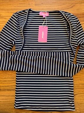 Edikted Navy & White Striped Kids Rashguard